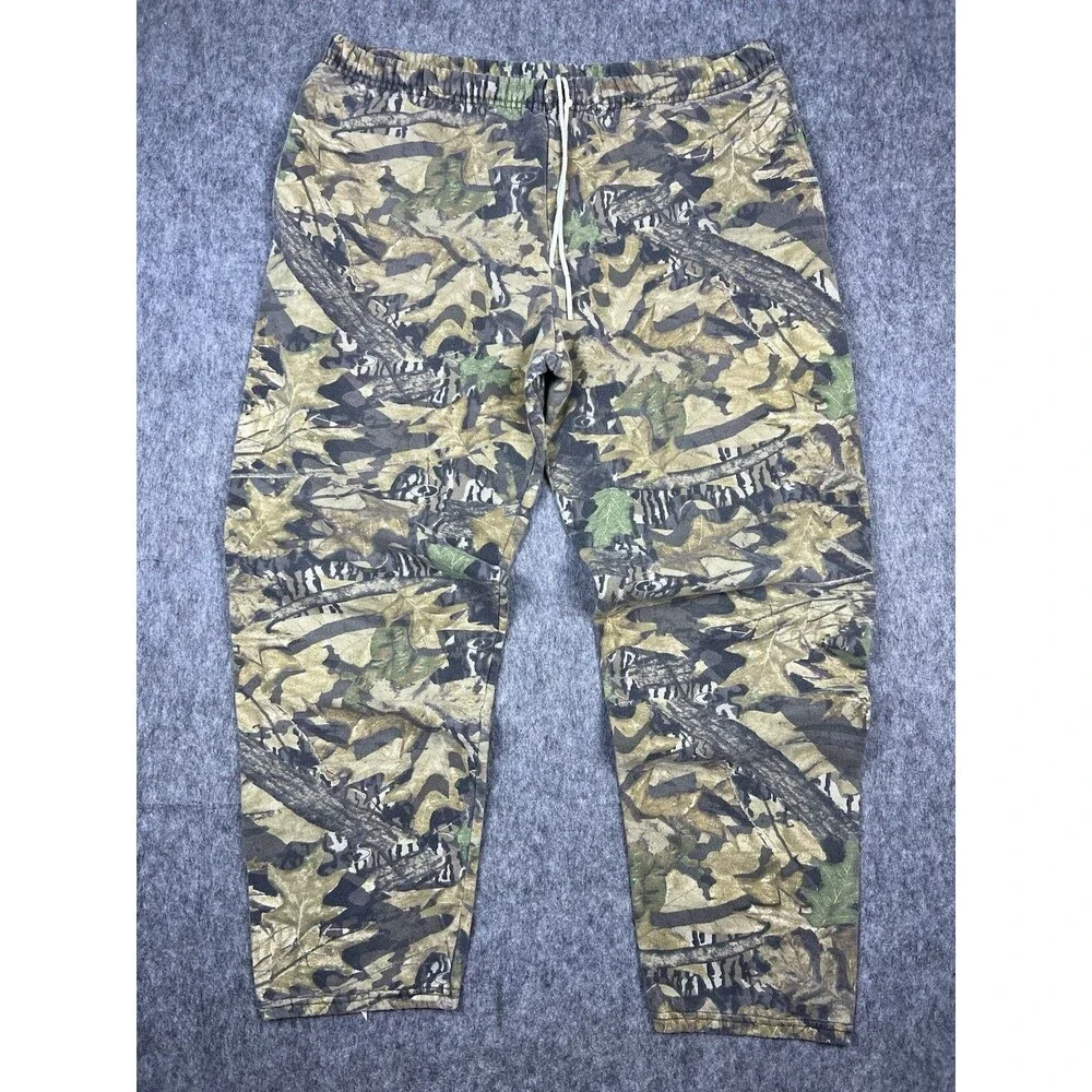 Vtg Jerzees Outdoors Men’s Sweatpants Mossy Oak Camo Drawstring Baggy Size XL